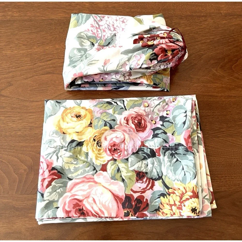 Vtg Ralph Lauren 1 ALLISON Floral STANDARD Pillowcase & Homemade Bolster *READ*